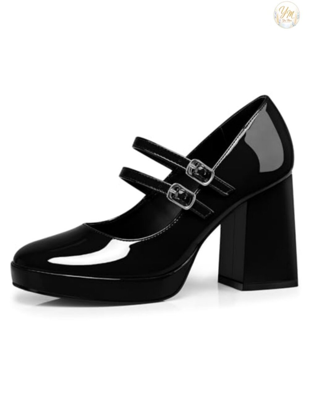Mary Jane Pumps Chunky Heel Faux Leather Closed Toe Dress Shoes